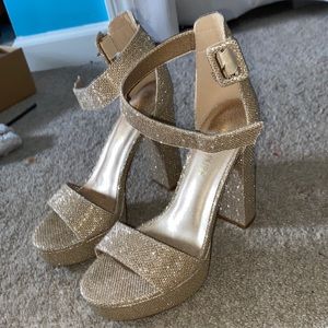 Gold sparkle heels